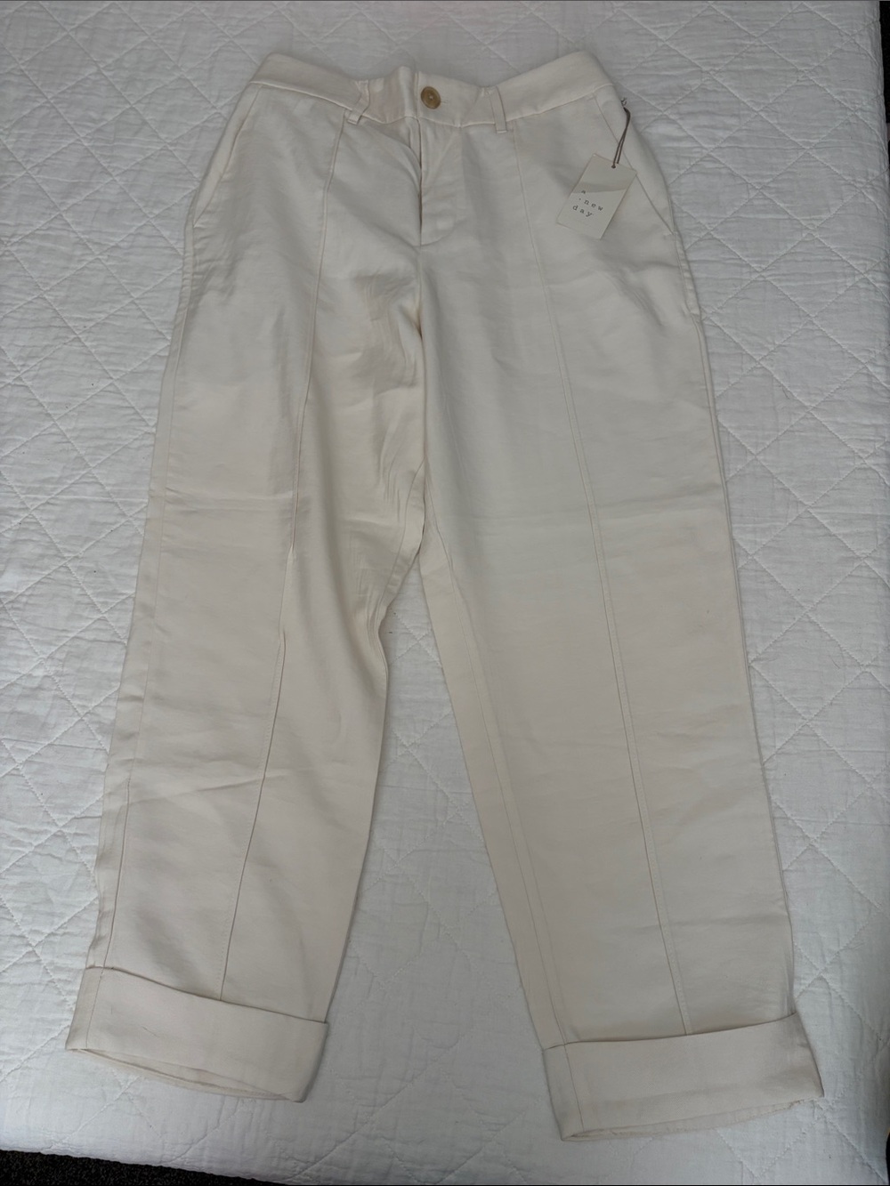 a new day Cream Ankle Crop Wide-Leg Pants
